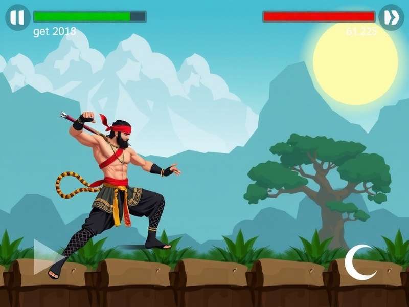 North East Ninja gameplay screenshot showing ninja character in traditional Indian attire performing martial arts moves